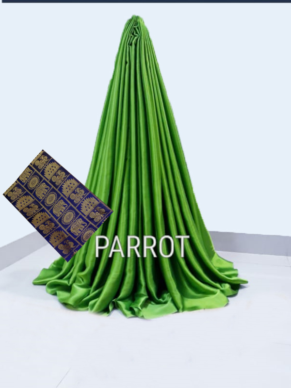 Satin World - Japan Satin Saree 5.5 Mtr With 0.8 Mtr Blouse | Plain Pattern In White, Green, Grey, Orange, Magenta, Silk Material