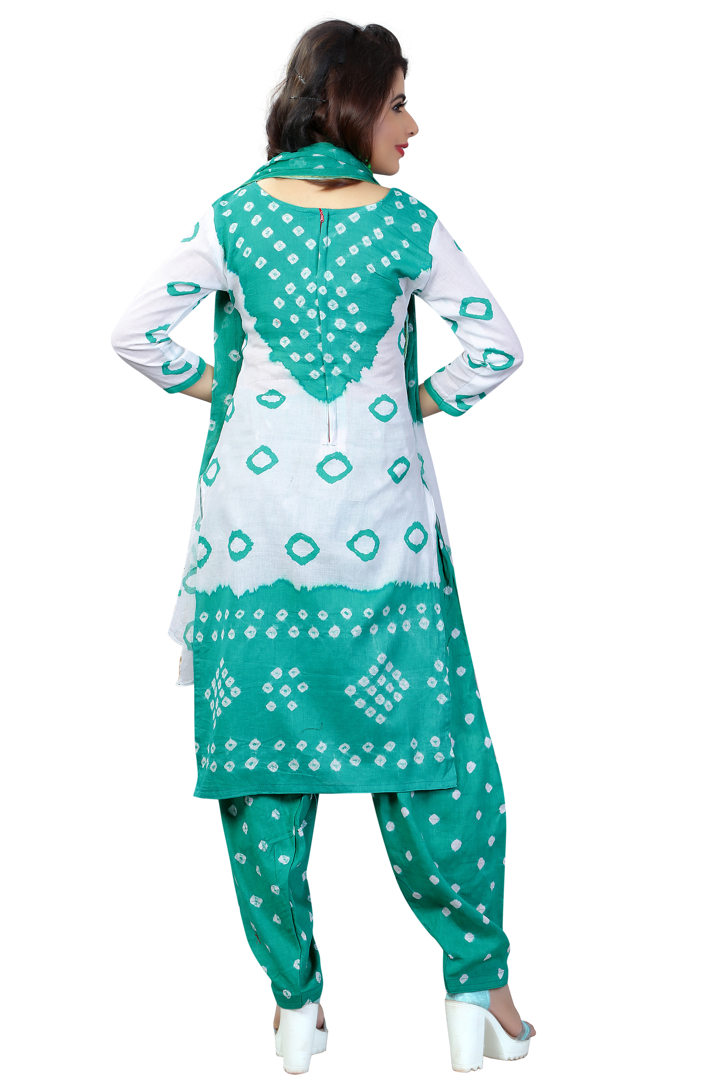 Multi Color Pure Cotton Bandhani Dress Material