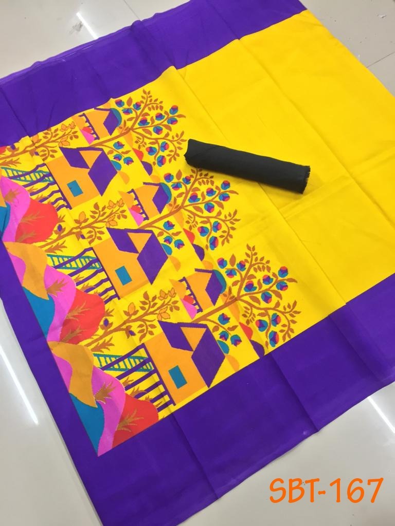 Printed Art Silk Saree - Chiffon Fabric, 5.5 Mtr Length, Multi-color With Zari Work | Elegant Printed Design, Blouse Length 0.8 Mtr