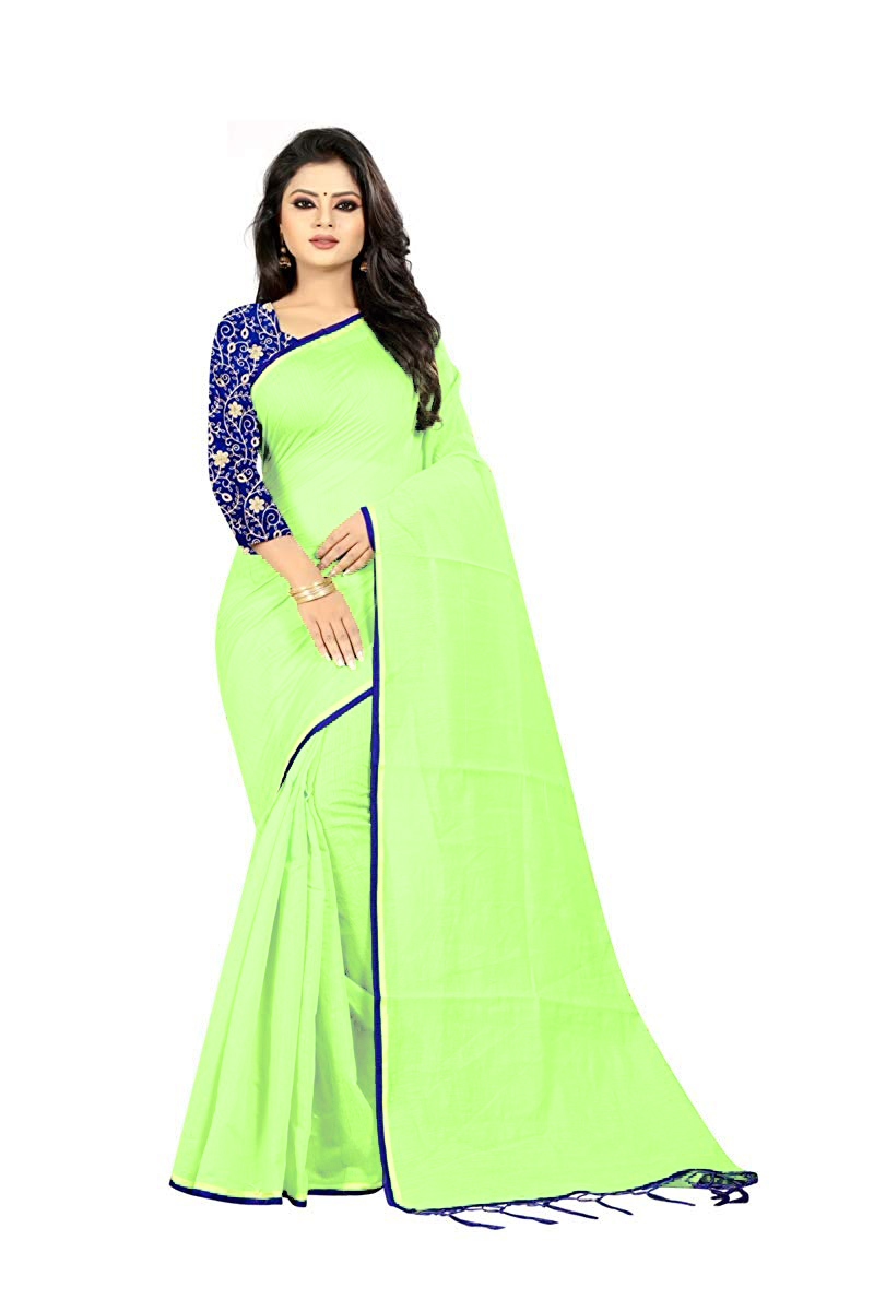 Doriya Cotton Saree - Cotton Material, 5.5 Mtr Length, Multi Color | Plain Pattern, 0.8 Mtr Blouse Length, Soft Drapability