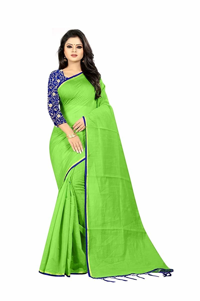 Doriya Cotton Saree - Cotton Material, 5.5 Mtr Length, Multi Color | Plain Pattern, 0.8 Mtr Blouse Length, Soft Drapability
