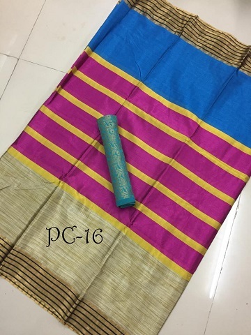 Fancy Saree - Cotton Silk, 5.5 Mtr Length, Multi-colored Printed Pattern, With 0.8 Mtr Blouse