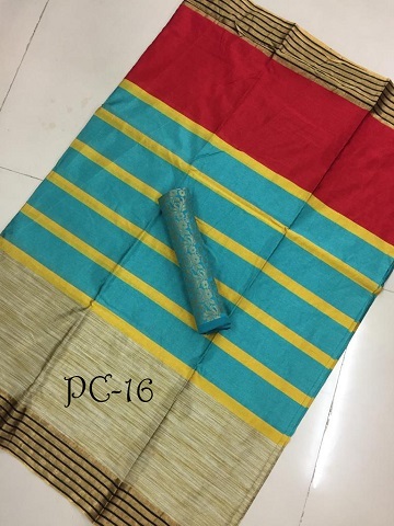 Fancy Saree - Cotton Silk, 5.5 Mtr Length, Multi-colored Printed Pattern, With 0.8 Mtr Blouse