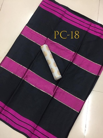 Fancy Top Dyed Saree - Cotton Silk Fabric 5.5 Mtr Length 0.8 Mtr Blouse | Black White Marun Dark Black Printed With Zari Work
