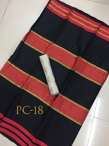 Fancy Top Dyed Saree - Cotton Silk Fabric 5.5 Mtr Length 0.8 Mtr Blouse | Black White Marun Dark Black Printed With Zari Work