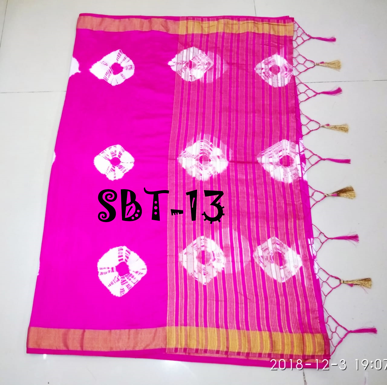 Blue Bhandhani Hand Printed Saree