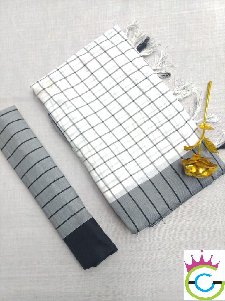 Designer Linen Cotton Saree - Cotton Linen