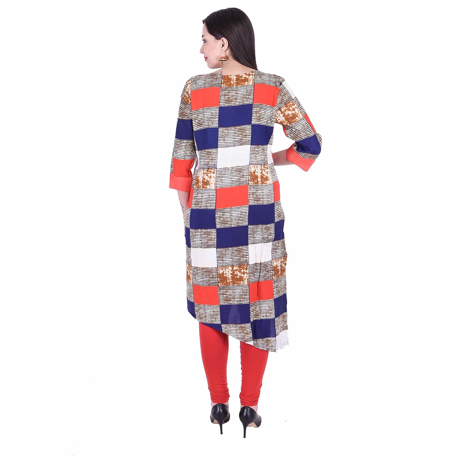 Rayon Kurti - 40 Inch Length, Bust Size 38 Inch, Shoulder Size 14.75 Inch | Breathable, Plus Size, Quick Dry, 3/4th Sleeve, Unique Style