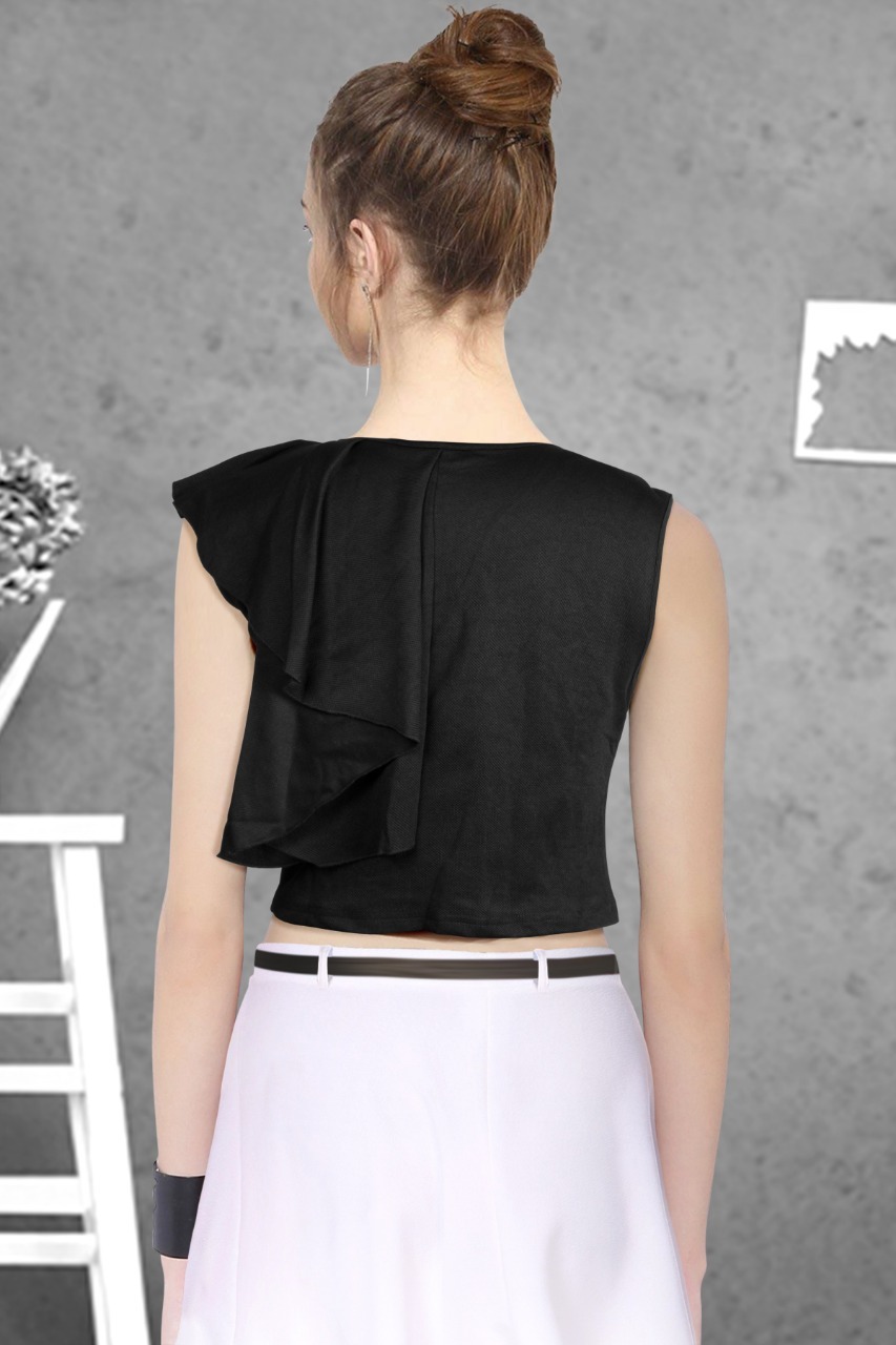 Designer Plain Top - Polyester, Sizes: S, M, L, Xl, Color: Black | Features: No Fade, Washable, All Season, Modern Plain Pattern