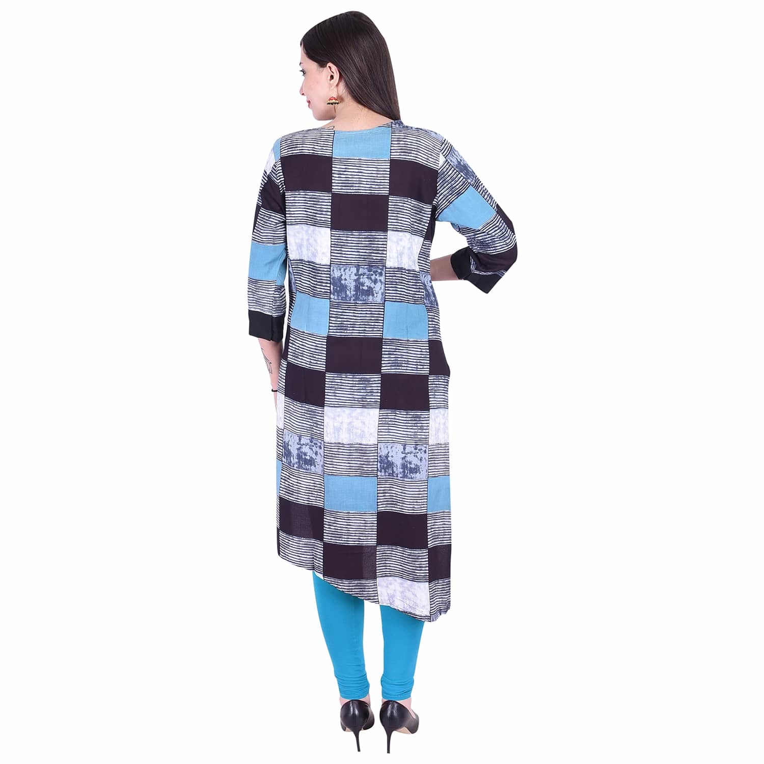 Rayon Kurti - 3/4 Sleeve, Length 40 Inch, Bust Size 38 Inch, Shoulder Size 14.75 Inch | Breathable, Quick Dry, Unique Style, Plus Size Available
