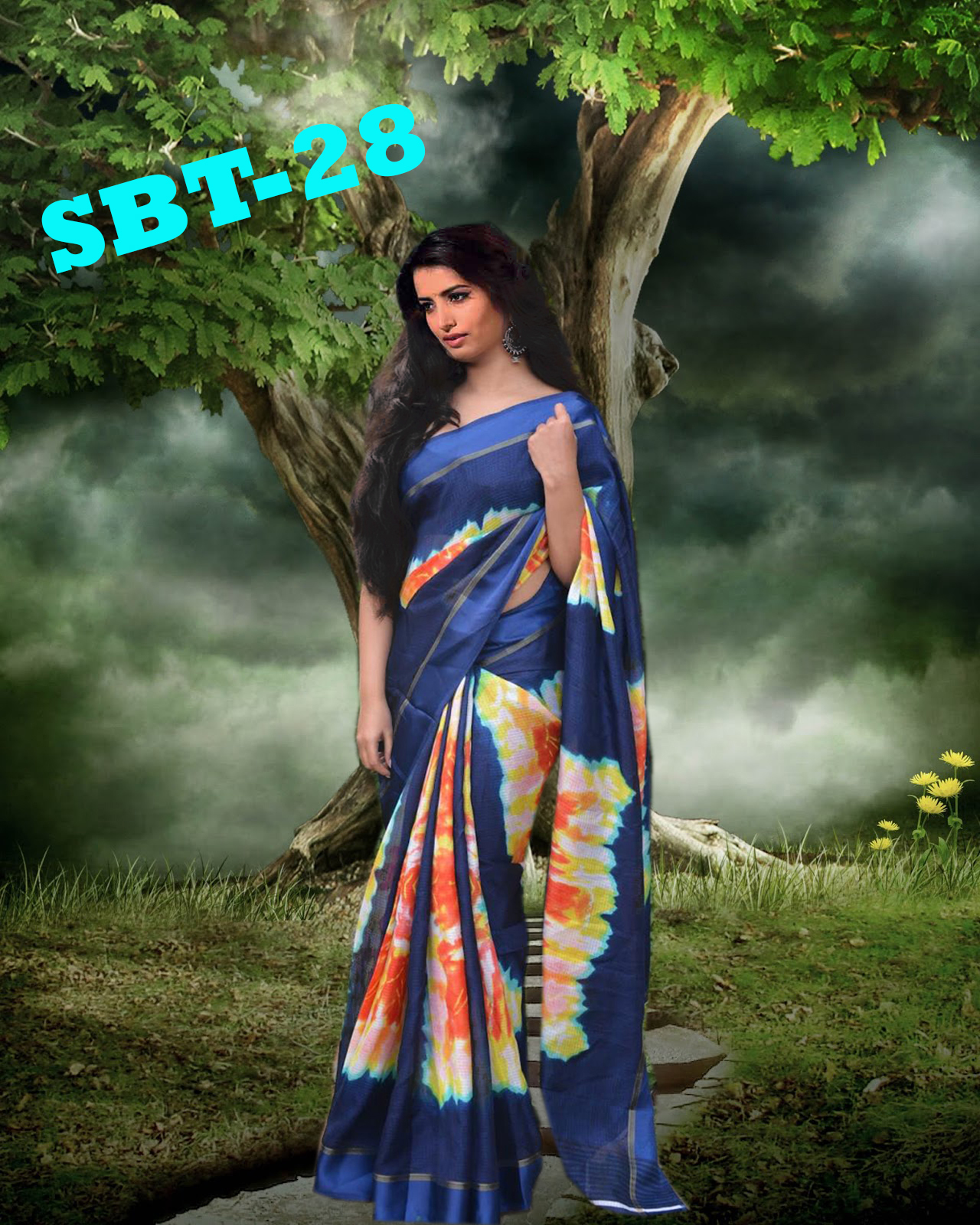 Tapadiya Checks - Cotton & Silk Blend Saree, Length: 5.5 Mtr, Blouse Length: 0.8 Mtr, Multi-color Design, Kalamkari & Bhagalpuri Patterns