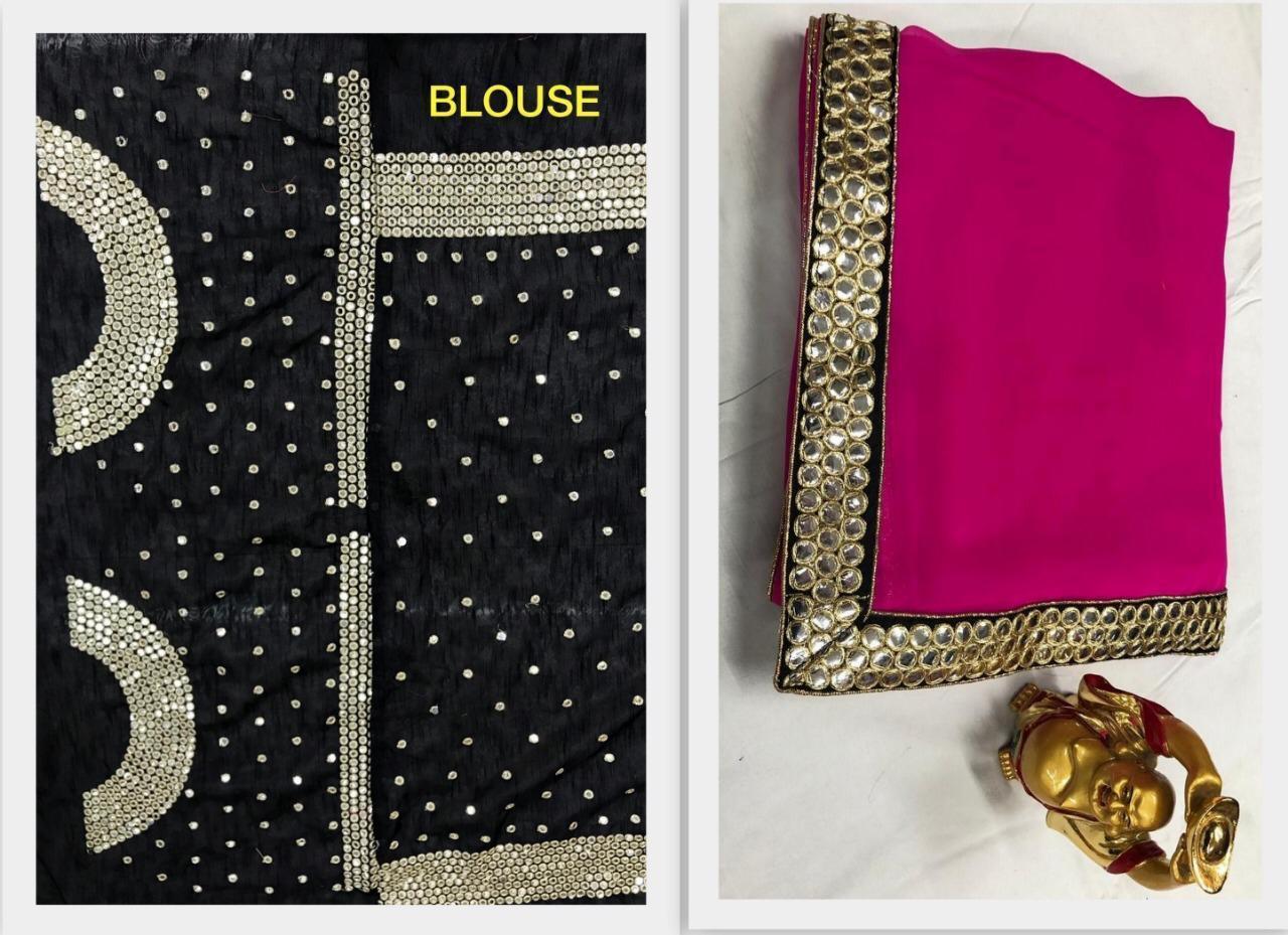 Georgette Sarees - Multicolor With Full Mirror Work & Mirror Less Blouse | Bollywood Style For All Seasons
