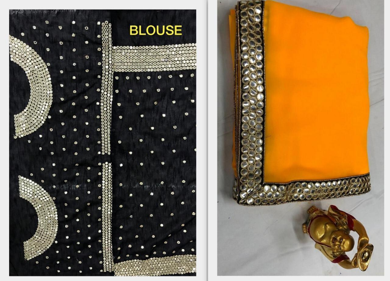 Georgette Sarees - Multicolor With Full Mirror Work & Mirror Less Blouse | Bollywood Style For All Seasons