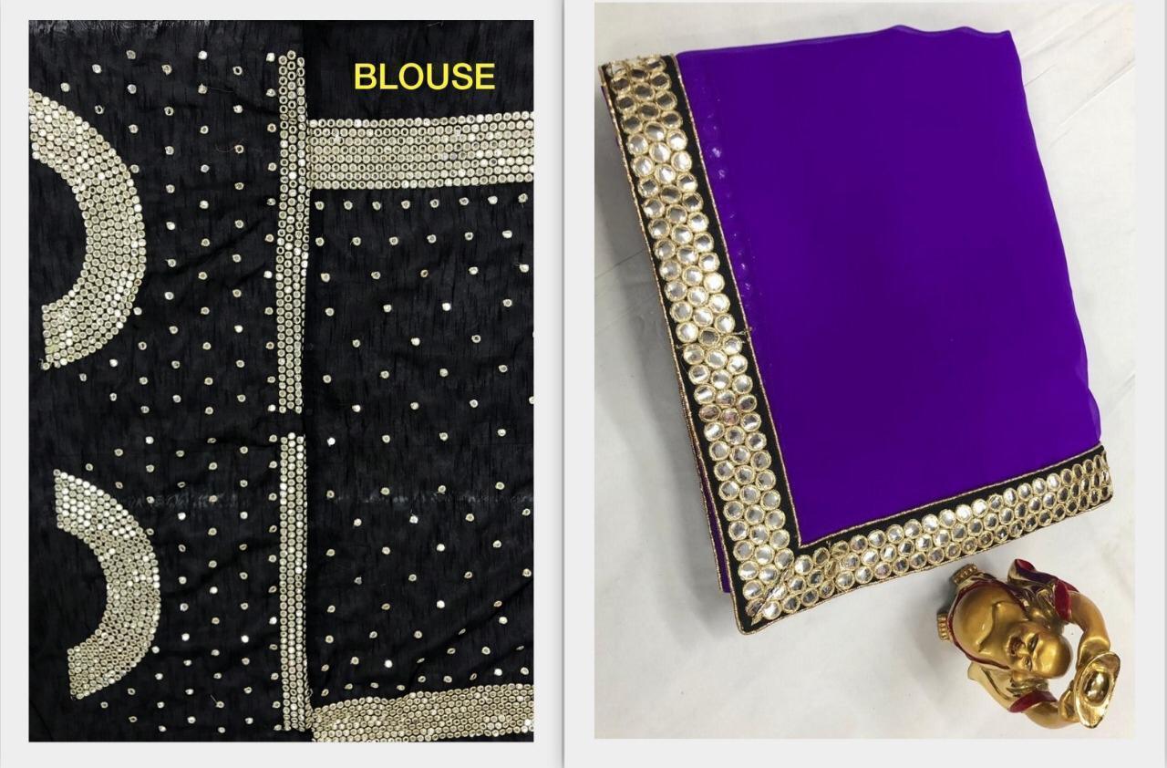Georgette Sarees - Multicolor With Full Mirror Work & Mirror Less Blouse | Bollywood Style For All Seasons
