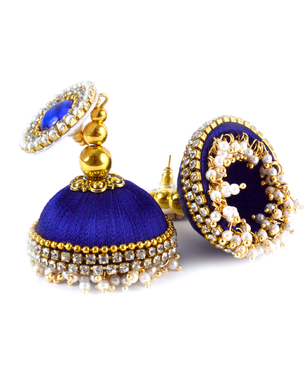 Latest Design Lorial Blue Silk Thread Earrings Gender: Women