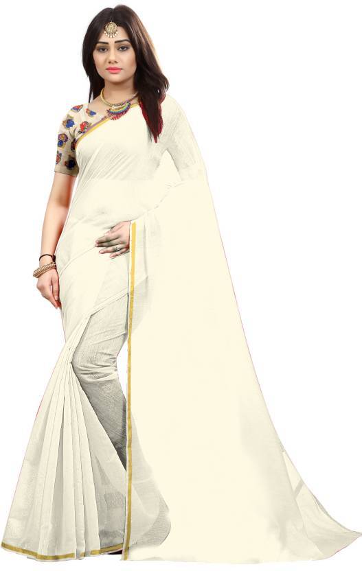 New Design Chanderi Plain Saree - Cotton Silk, 5.5 Mtr Length, Blouse 0.8 Mtr | Color Options: Pink, Black, White, Yellow, Orange, Plain Pattern