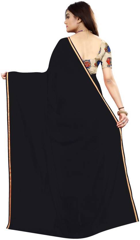 New Design Chanderi Plain Saree - Cotton Silk, 5.5 Mtr Length, Blouse 0.8 Mtr | Color Options: Pink, Black, White, Yellow, Orange, Plain Pattern
