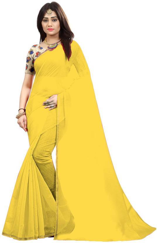 New Design Chanderi Plain Saree - Cotton Silk, 5.5 Mtr Length, Blouse 0.8 Mtr | Color Options: Pink, Black, White, Yellow, Orange, Plain Pattern