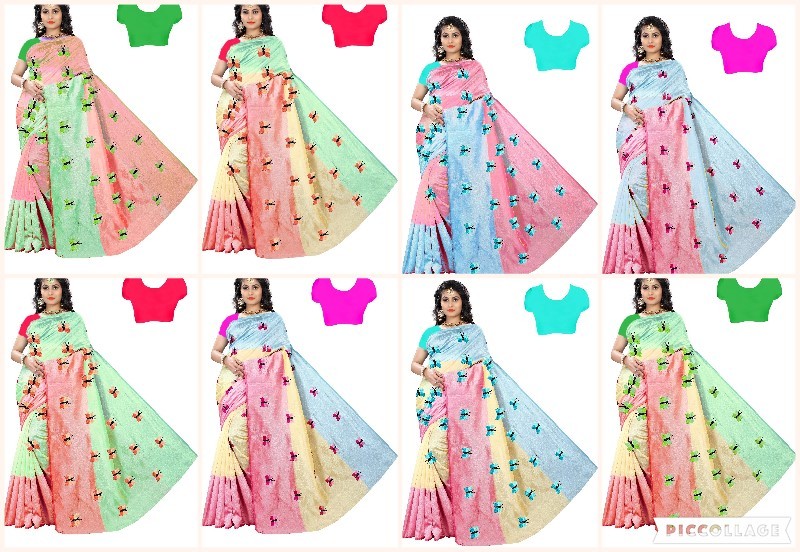 Butterfly Saree - Cotton Silk, 5.5 Mtr Length, Multi-printed Design | Gst Certified, Superior Quality, Elegant Blouse Included