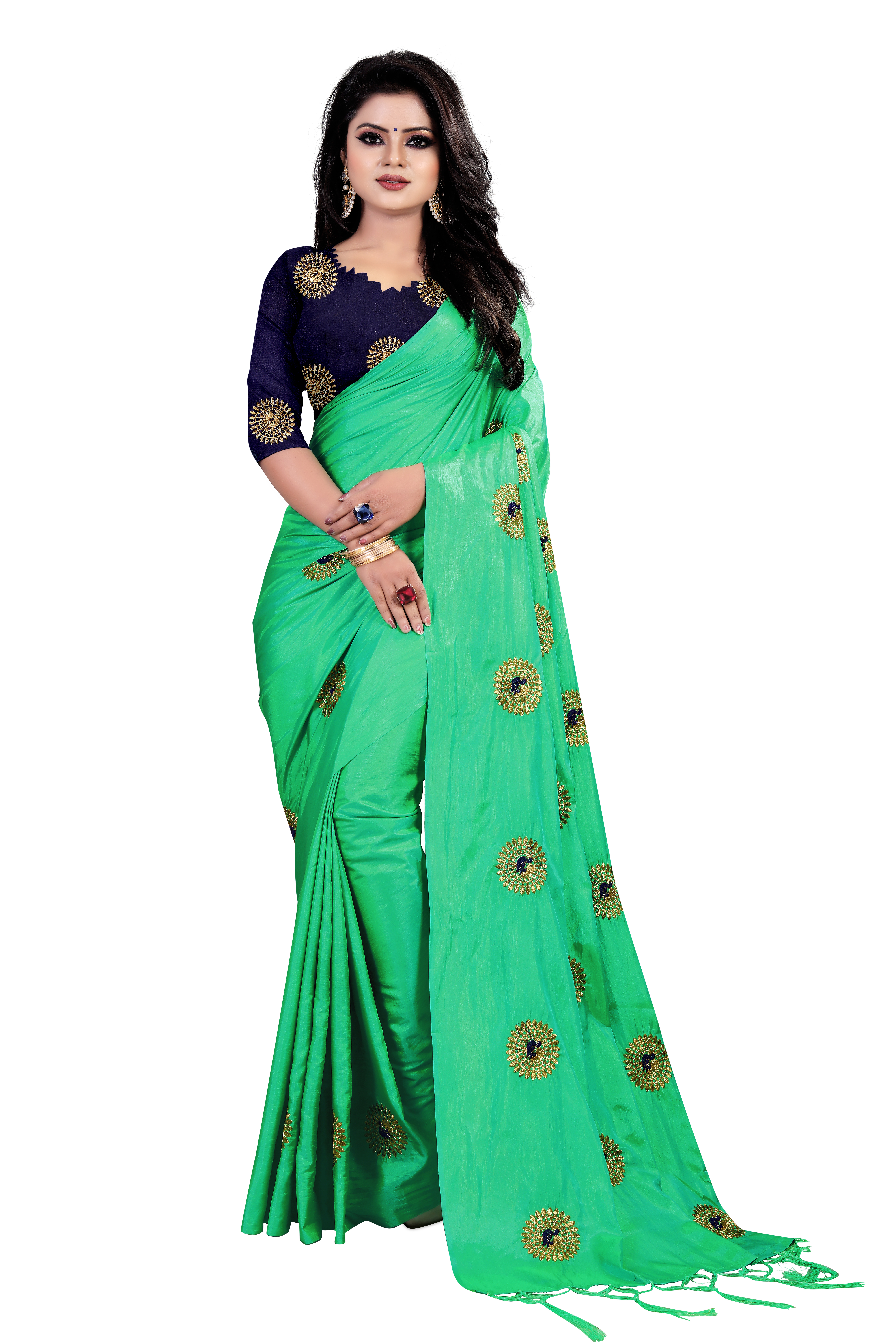 Green New Design Paper Silk Saree