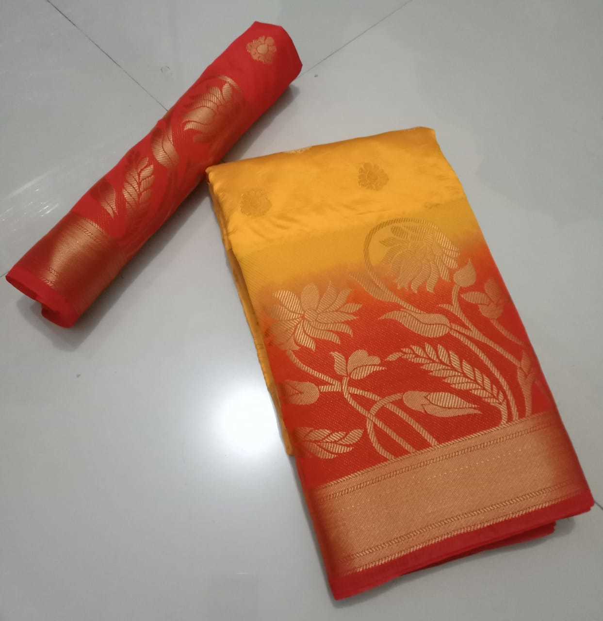 Kanchivaram Flower Jequard Butta Sarees - Pure Soft Nylon Silk, 5.5 Mtr Length, Multi Color Design | Printed Pattern For Elegant Traditional Wear