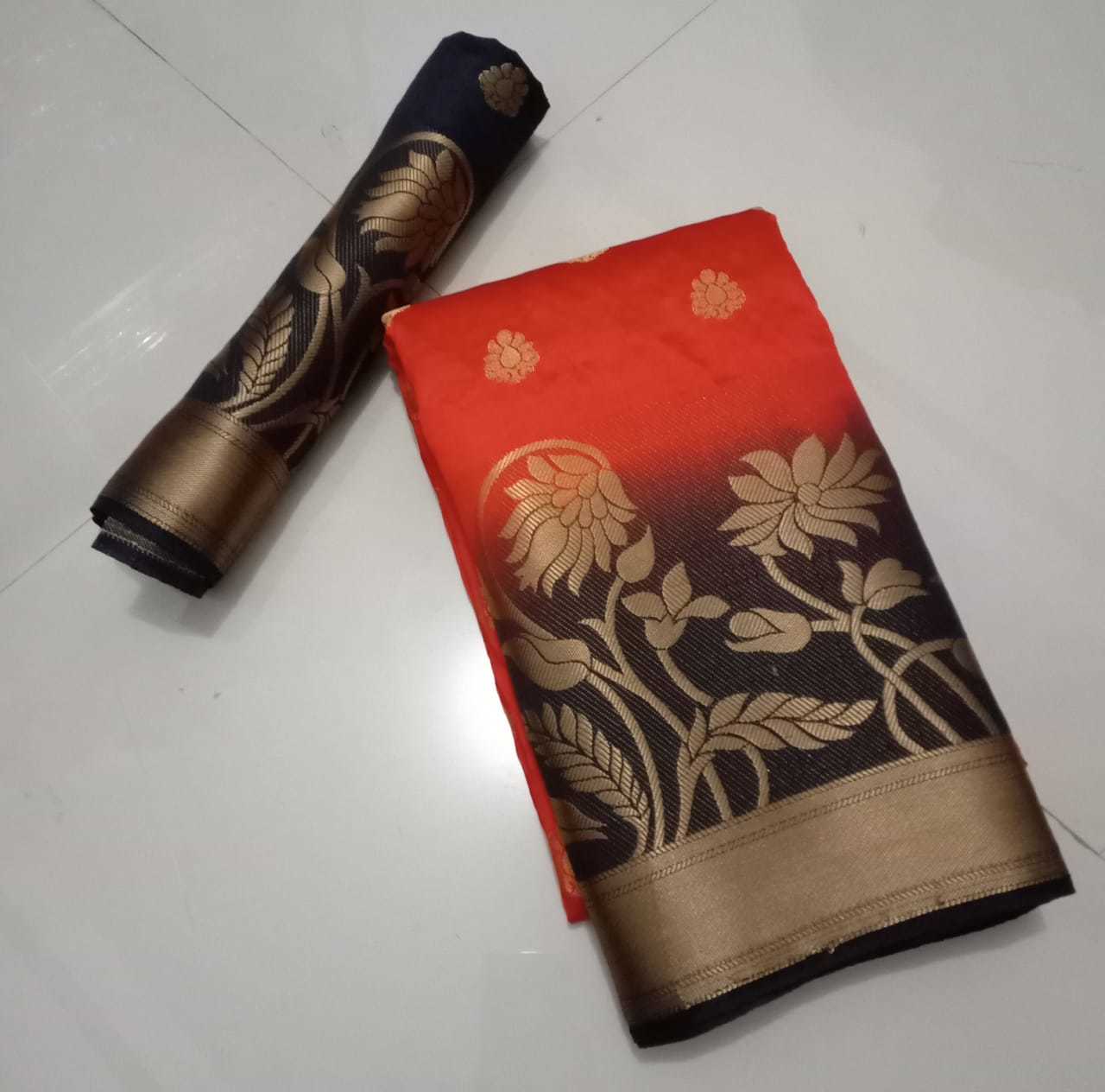 Kanchivaram Flower Jequard Butta Sarees - Pure Soft Nylon Silk, 5.5 Mtr Length, Multi Color Design | Printed Pattern For Elegant Traditional Wear