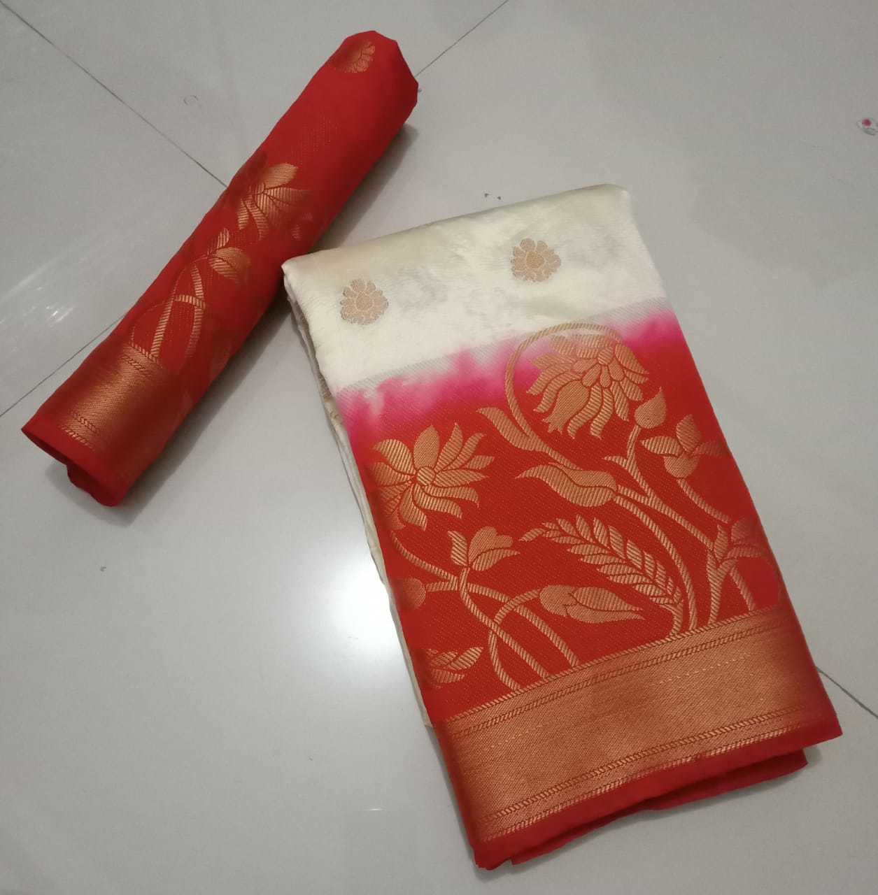 Kanchivaram Flower Jequard Butta Sarees - Pure Soft Nylon Silk, 5.5 Mtr Length, Multi Color Design | Printed Pattern For Elegant Traditional Wear