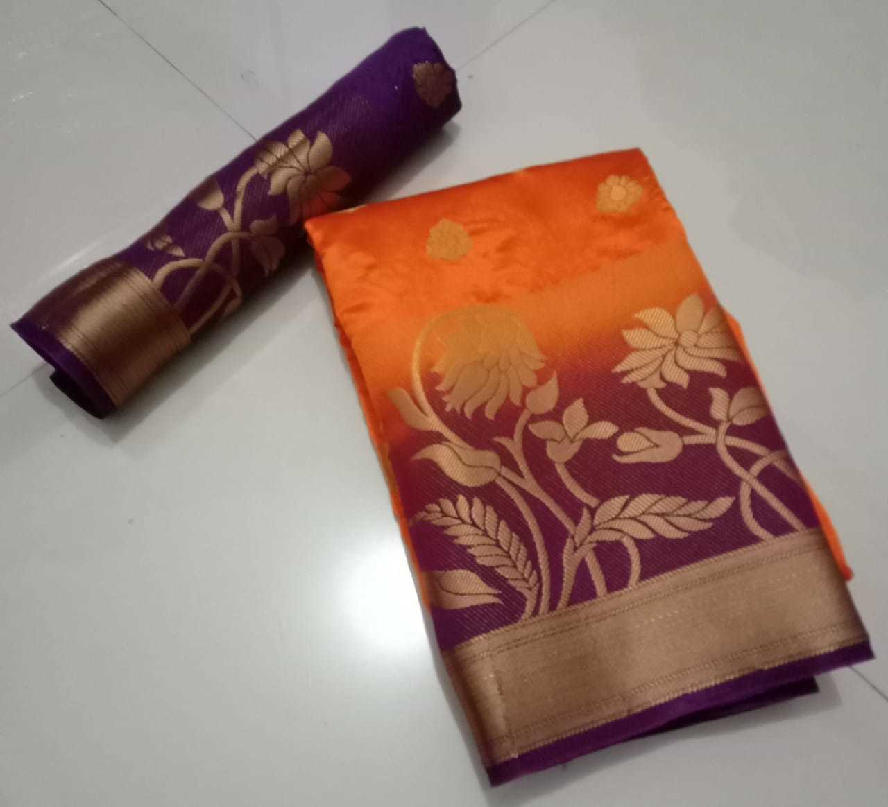 Kanchivaram Flower Jequard Butta Sarees - Pure Soft Nylon Silk, 5.5 Mtr Length, Multi Color Design | Printed Pattern For Elegant Traditional Wear