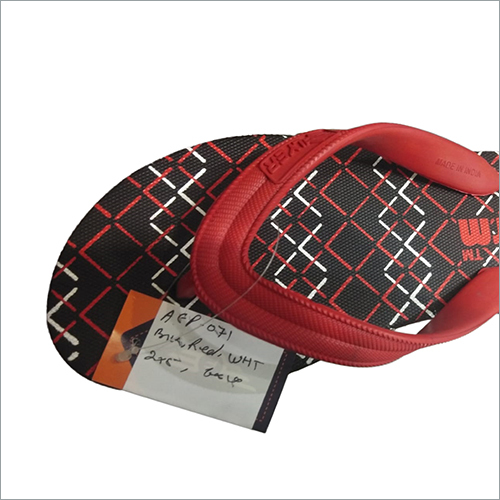 रेड एंड ब्लैक मेन्स प्रिंटेड रबर फ्लिप फ्लॉप