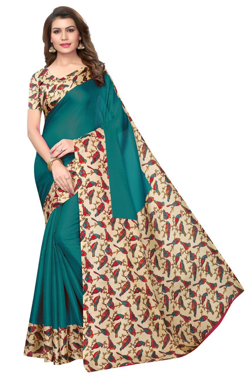 Fancy Silk Sarees - Khadi Silk, 5.5 Mtr Length, Green, Red, Orange, Pink | Plain Pattern, Comfortable Quality Fabric, Includes 0.80 Mtr Blouse
