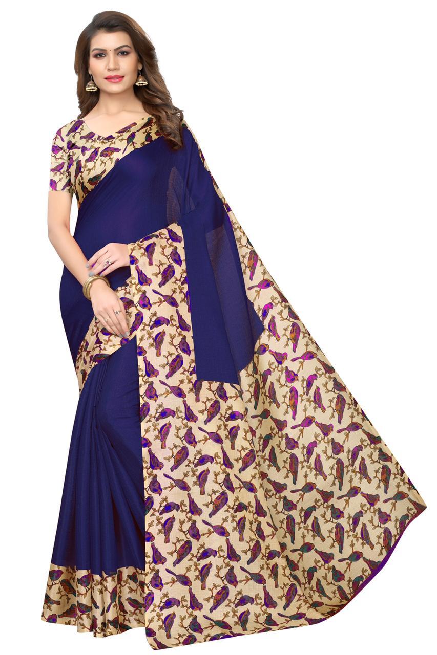 Fancy Silk Sarees - Khadi Silk, 5.5 Mtr Length, Green, Red, Orange, Pink | Plain Pattern, Comfortable Quality Fabric, Includes 0.80 Mtr Blouse