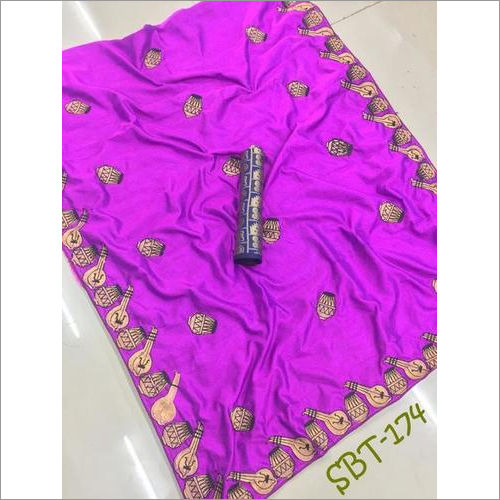 Multi Color Heavy Embroidery Work Sana Silk Saree