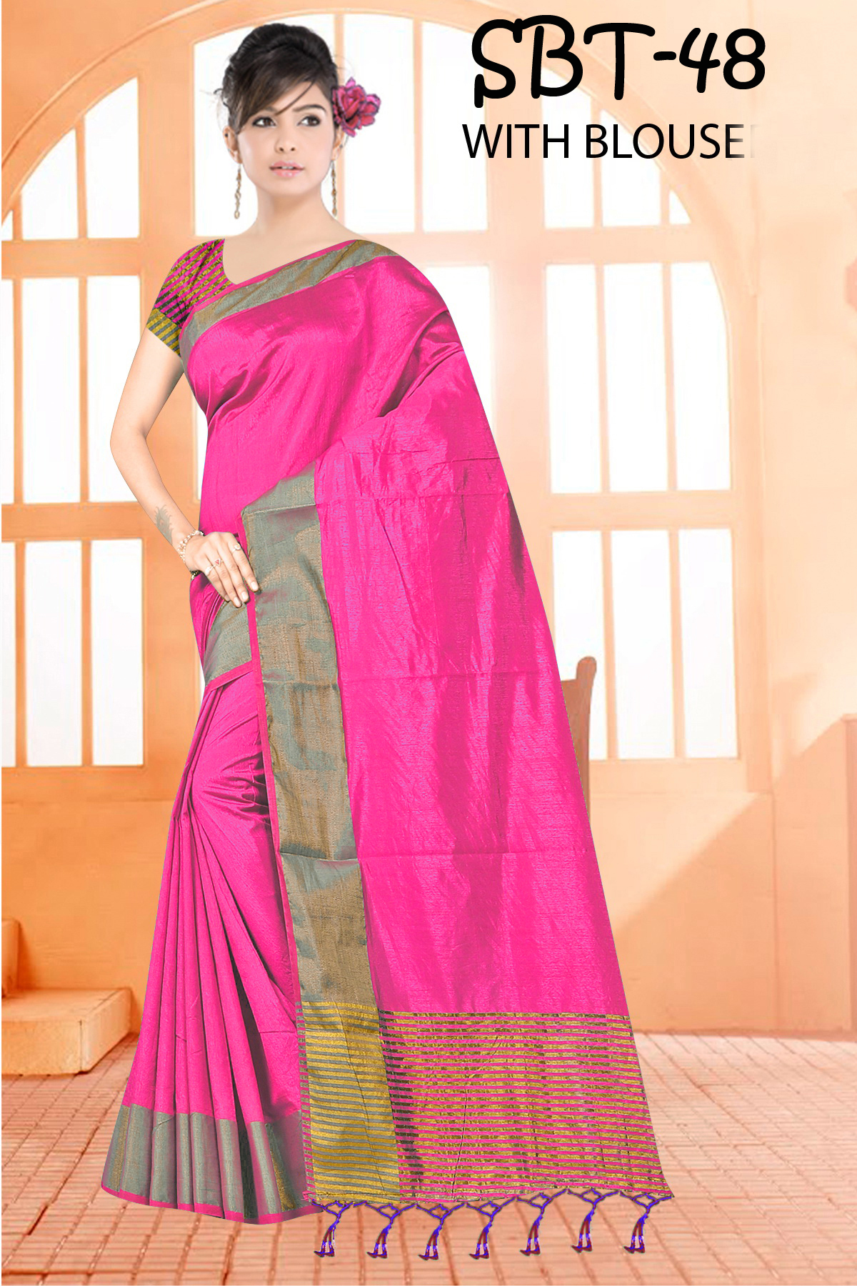 Multi Tussar Silk Saree