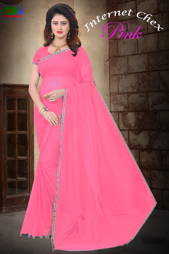 Filament Polyester Saree - 5.5 Mtr Length, 0.8 Mtr Blouse | Blue, Purple, Coffee, Pink, Gajari, Plain Pattern, Resam Embroidery