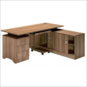 Office Computer Table - Solid Wood, Brown Finish | 3 Drawers, 2 Shelves, Elegant Design