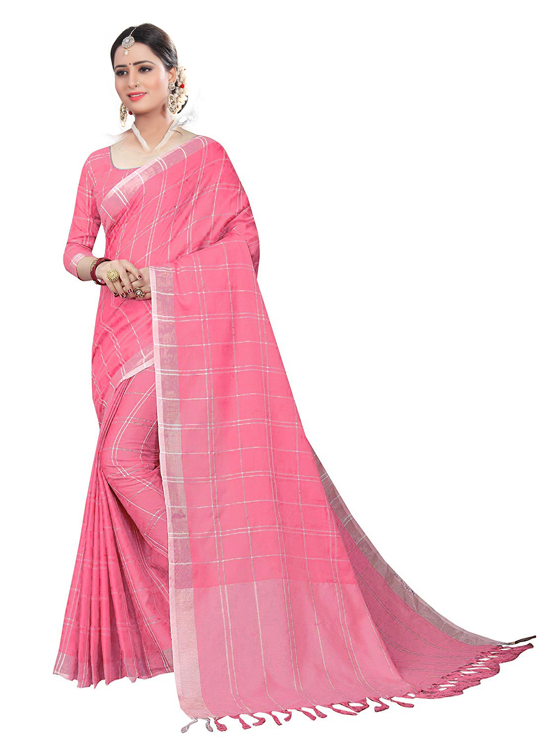 New Linem Saree - Linen Fabric, 5.5 Mtr Length With 0.8 Mtr Blouse | Multi-color Printed Design, Superior Quality And Comfort