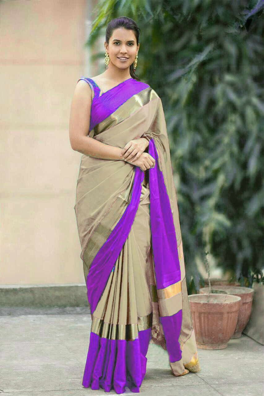 Igna Saree - Cotton Silk Fabric, 5.5 Mtr Length, Multi-color | Plain Pattern, Blouse Length 0.8 Mtr, Ideal For Elegant Occasions