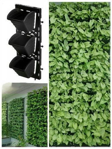 Vertical Garden Pots / Vertical Wall Hanging Pots - Plastic Material, 47cm (H) X 15cm (W) Size, Set Of 3 Pcs | Lightweight, Durable, Versatile For Wall Or Gate Mounting