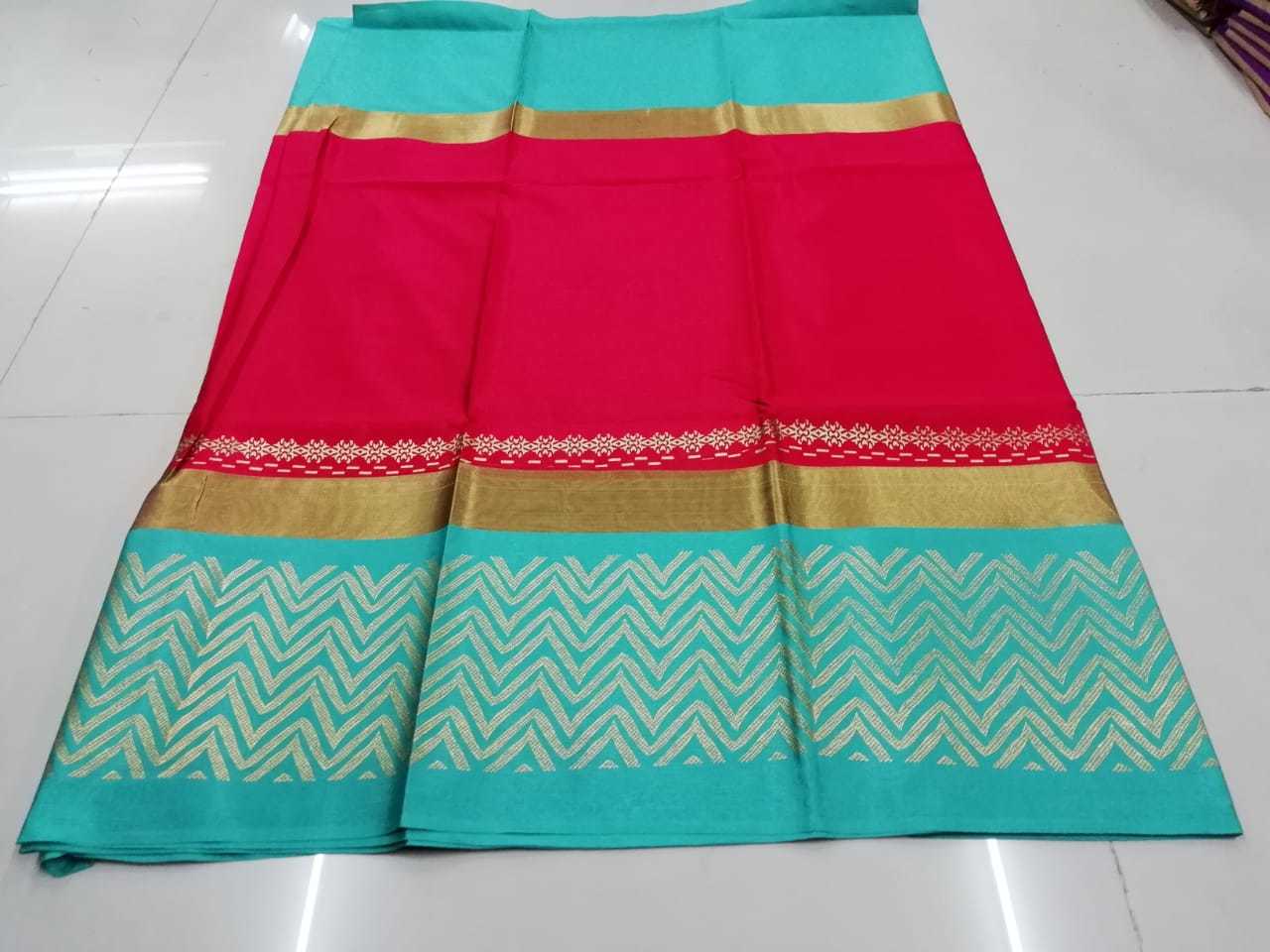 New Printed Saree - Cotton Silk Fabric, Length: 5.5 Mtr, Blouse Length: 0.8 Mtr | Colors: Green, Black, Chiku, Blue, Red, Stylish Printed Pattern