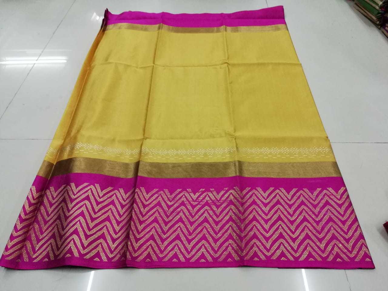New Printed Saree - Cotton Silk Fabric, Length: 5.5 Mtr, Blouse Length: 0.8 Mtr | Colors: Green, Black, Chiku, Blue, Red, Stylish Printed Pattern