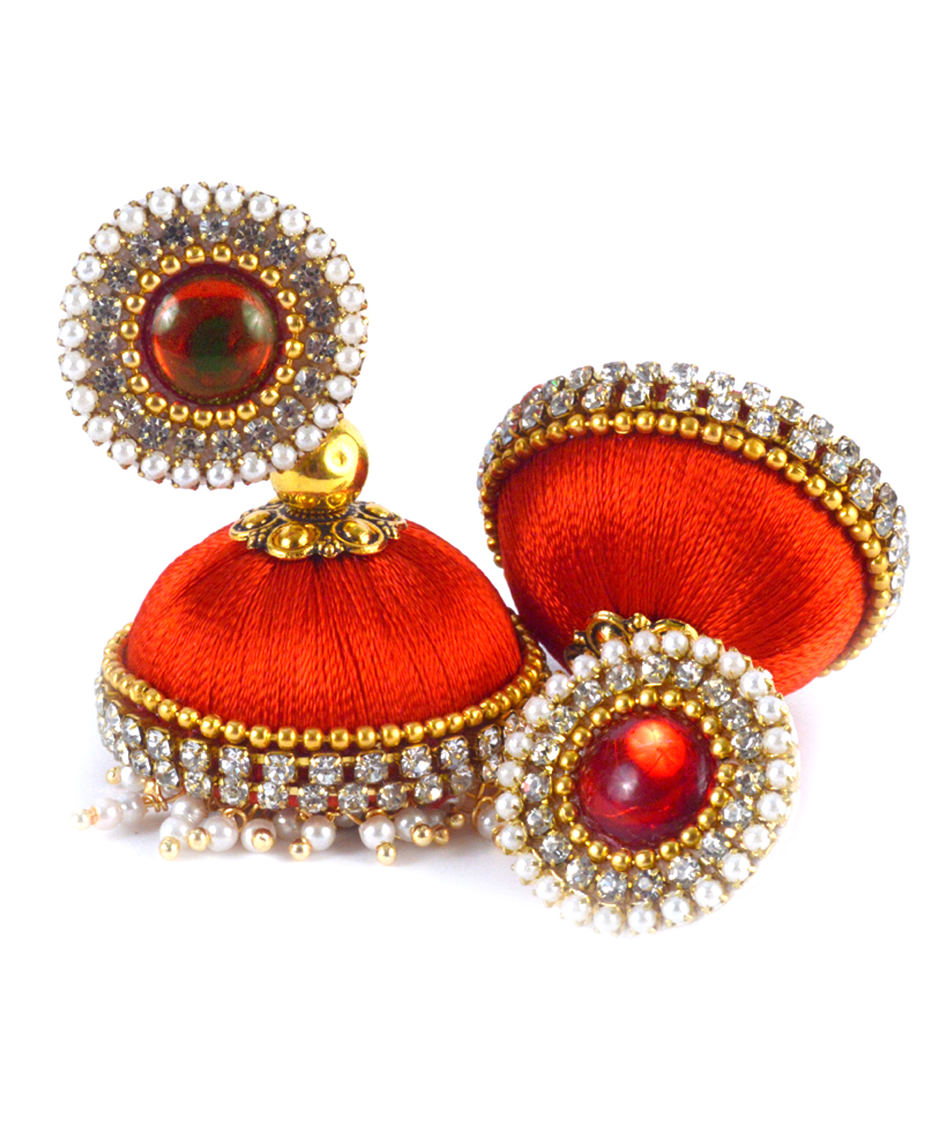 Latest Design Lorial Orange Silk Thread Earringns Drop Earrings