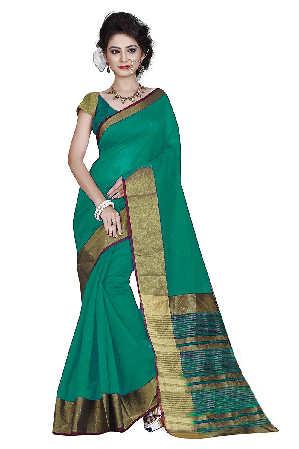 New Designer Saree - Cotton Silk Fabric, 5.5 Mtr Length, Multi Color | Plain Pattern, Includes 0.8 Mtr Blouse Piece, Elegant Design