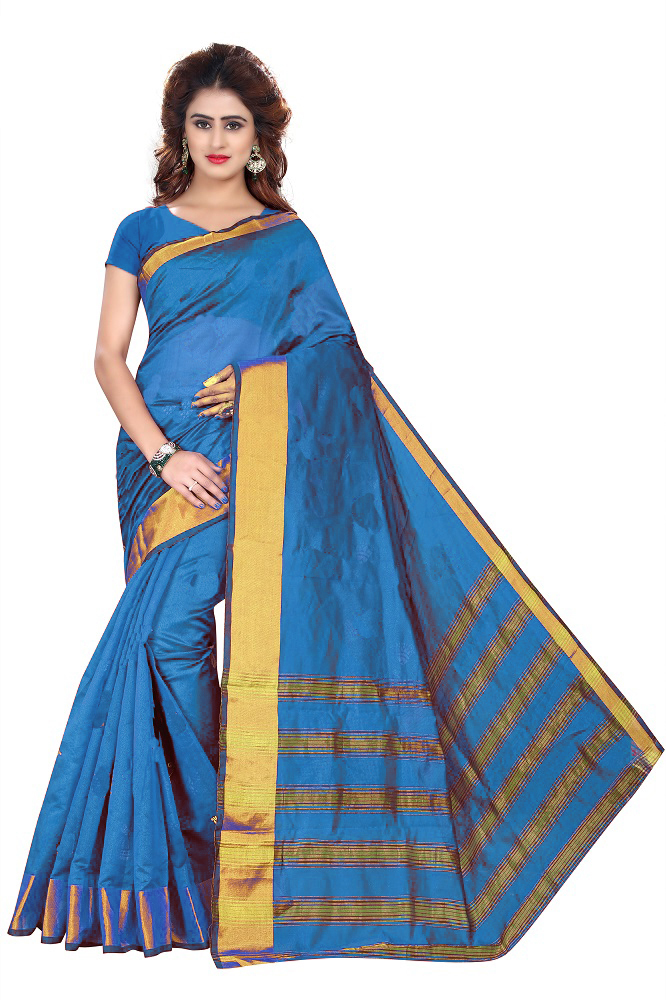 New Designer Saree - Cotton Silk Fabric, 5.5 Mtr Length, Multi Color | Plain Pattern, Includes 0.8 Mtr Blouse Piece, Elegant Design