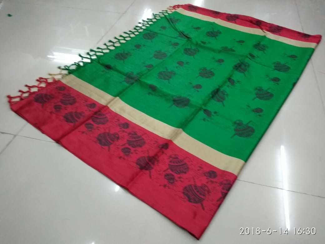 New Design Jhalar Saree - Cotton Silk, Length 5.5 Mtr, Blouse Length 0.8 Mtr | Printed Pattern, Colors: White, Blue, Green, Pink, Red, Sky Blue