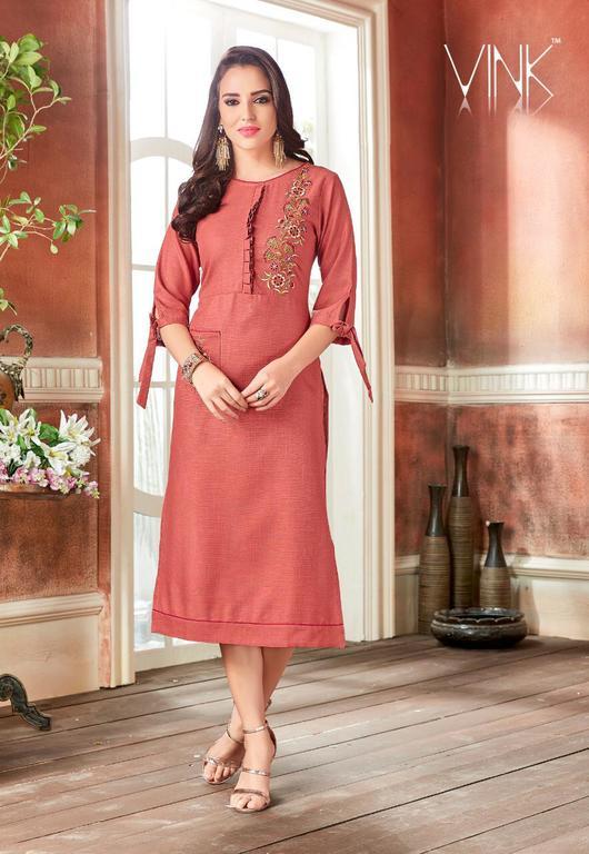 ऑरेंज कॉटन डिज़ाइनर कुर्ती