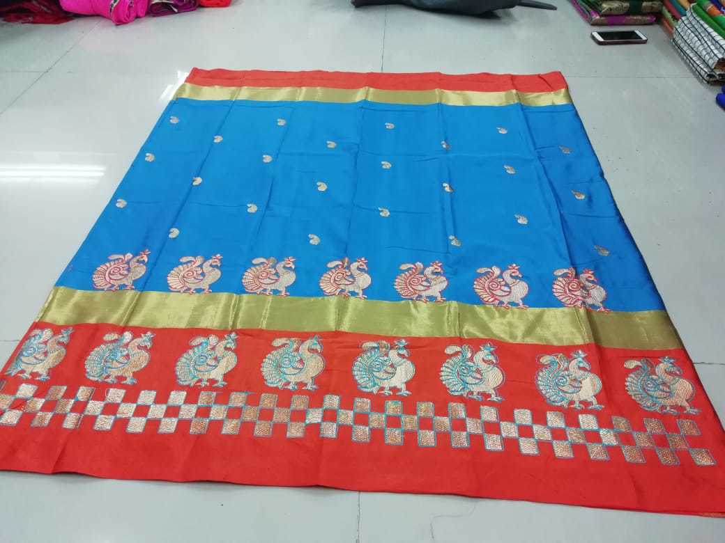 Multi New Embroidery Silk Saree