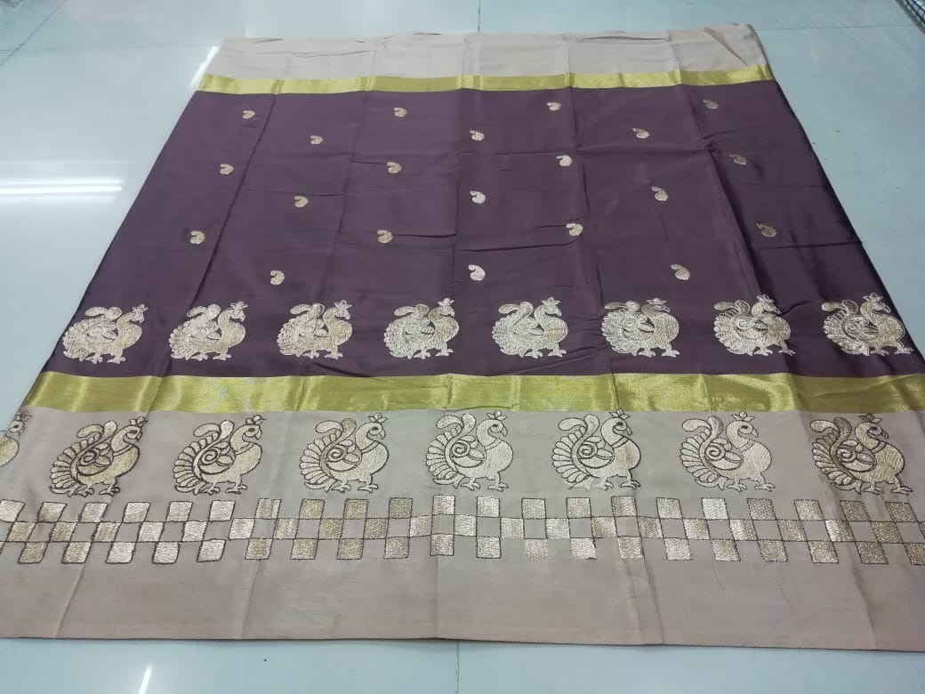 Multi New Embroidery Silk Saree