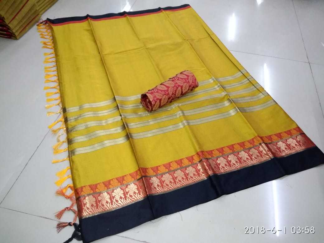 Green Denial Cotton Silk Saree