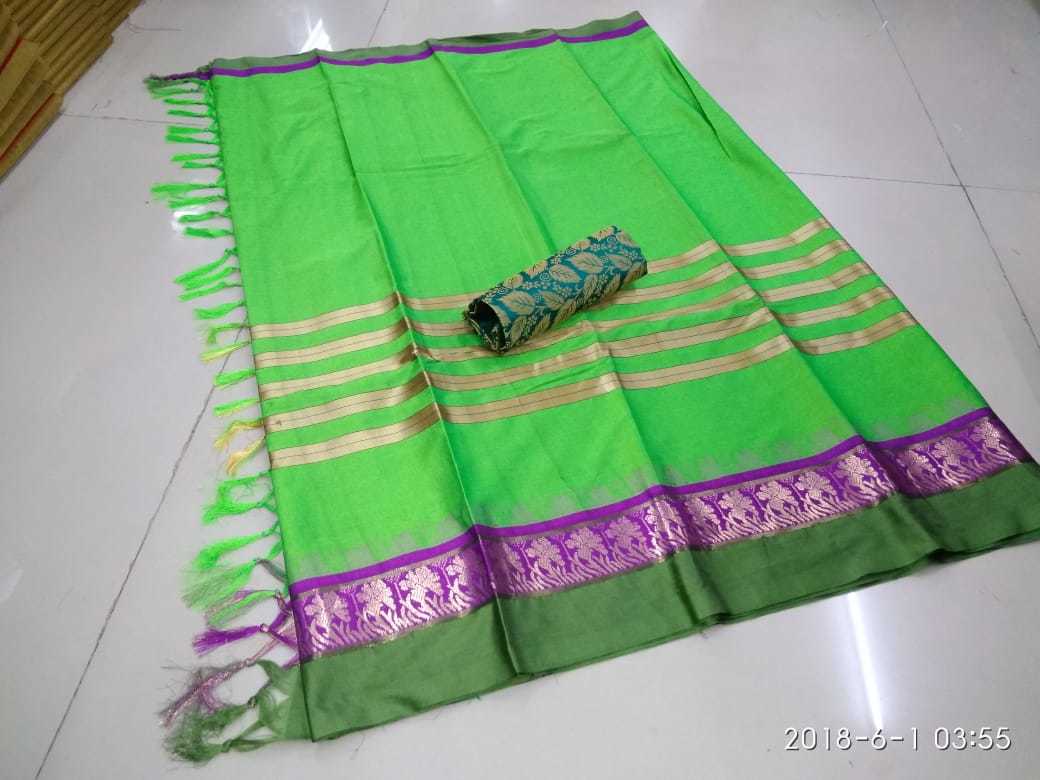 Green Denial Cotton Silk Saree