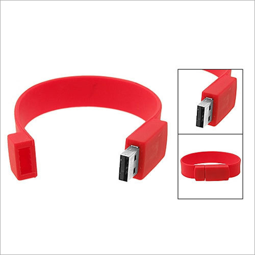 Wrist Band Pen Drive - Rubber, 3-5 Inch, Red | Fashionable Bracelet Design, High-Speed Data Storage, Comfortable to Wear on Wrist